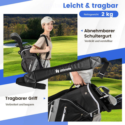 Golf Cart Bag with 14 Dividers, 9 Pockets, Cooler, Gray