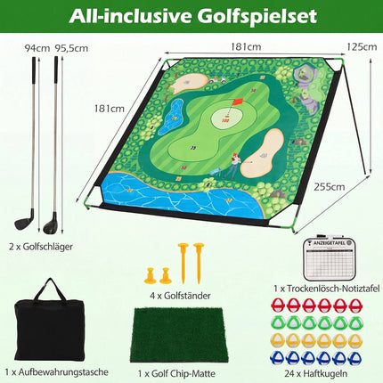 Golf Chipping Game Set, 71"x71" Mat, 24 Balls, Indoor/Outdoor