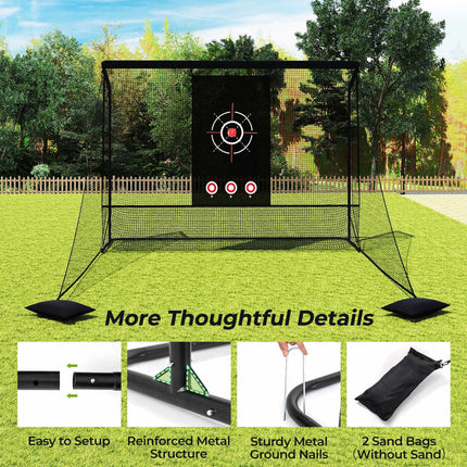 Golf Practice Hitting Net with Dual Side Barriers, Black