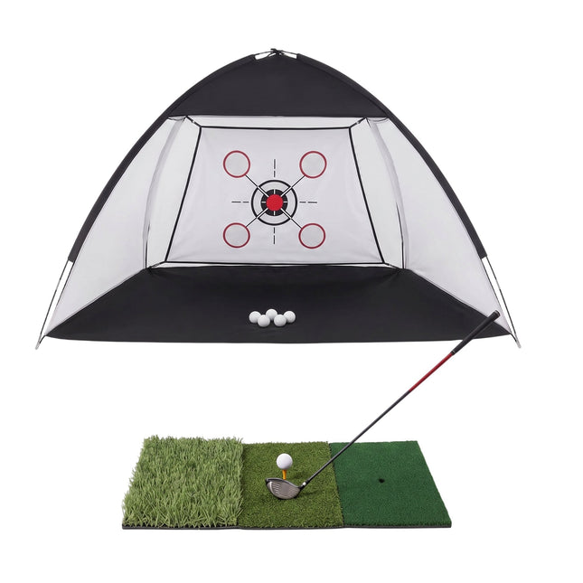 Golfová tréninková síť 314 x 179 x 199 cm s podložkou Tri-Turf