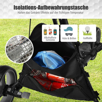Golf Push Cart, 3-Wheel, Foldable Aluminum, Gray
