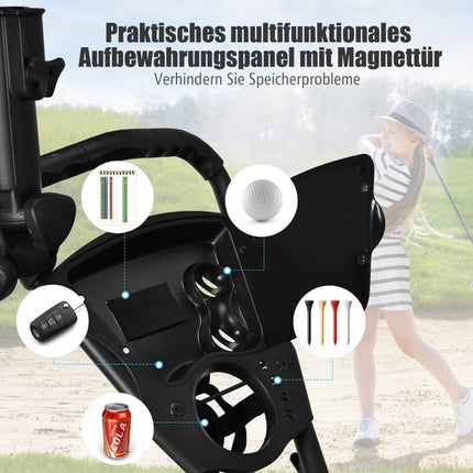 Golf Push Cart, 3-Wheel, Foldable Aluminum, Gray