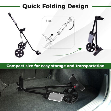 Golf Push Cart, Foldable 2-Wheel Steel Frame, Scoreboard