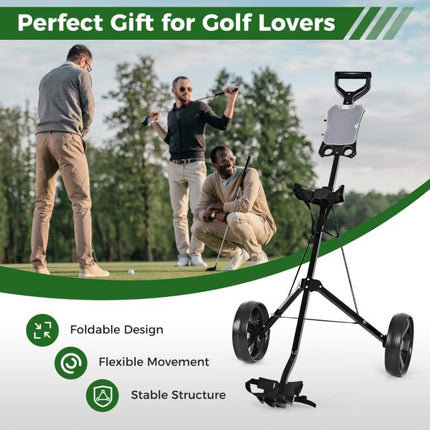 Golf Push Cart, Foldable 2-Wheel Steel Frame, Scoreboard