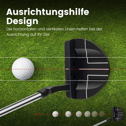 Putter de golf maillet en acier inoxydable de 89 cm avec tête en acier inoxydable et poignée antidérapante