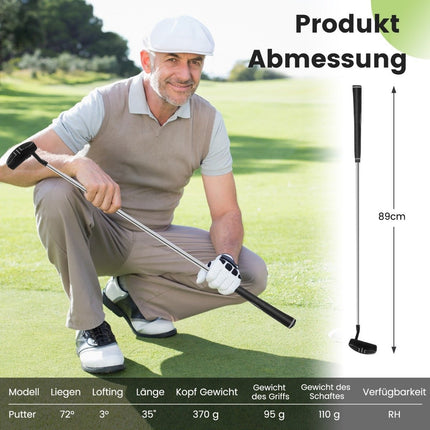 Putter de golf maillet en acier inoxydable de 89 cm avec tête en acier inoxydable et poignée antidérapante