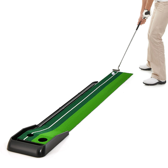 Golfová putovací podložka 250 cm, automatický návrat míčku, 2 jamky