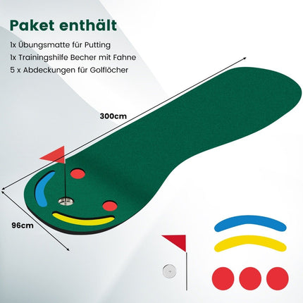 Golfová putovací podložka 300x96 cm se 3 jamkami a praporkem