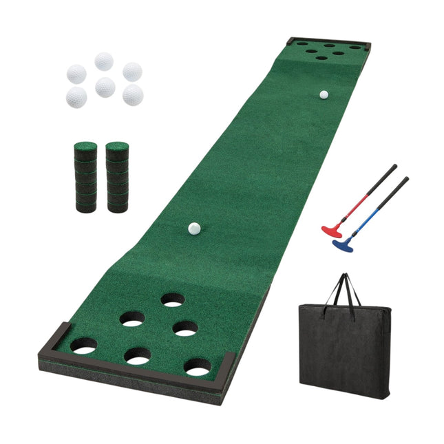 Golf Putting Mat Set – Adjustable Putters, 6 Balls, 12 Covers