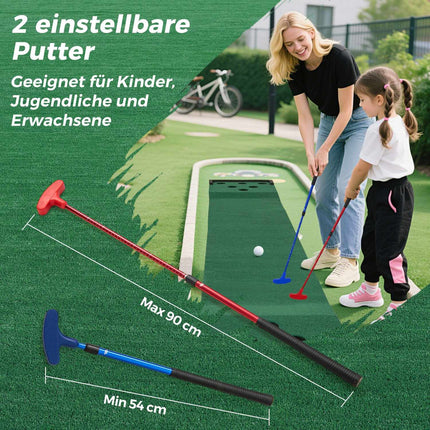 Sada golfové putovací podložky – nastavitelné puttery, 6 míčků, 12 krytů