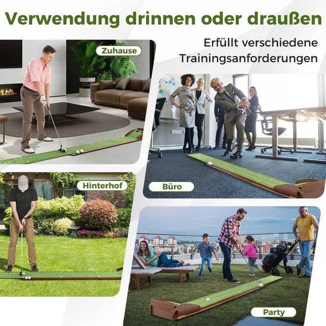 Golf-Puttingmatte mit 2 Löchern & automatischem Ballrücklauf