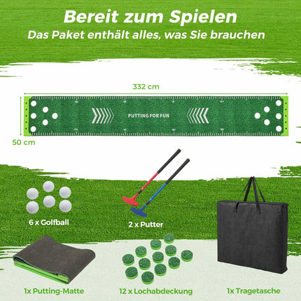 Golfová putovací podložka s nastavitelnými holemi a sadou míčků