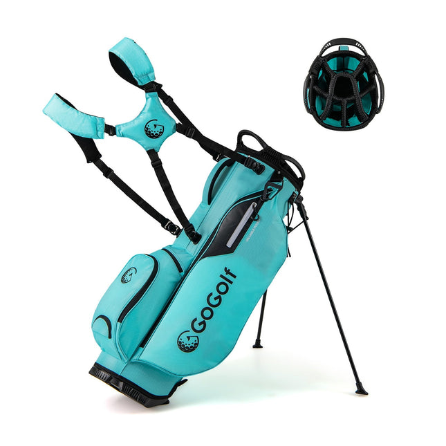 Golf Stand Bag, 8-Way Divider, 5 Pockets, Turquoise