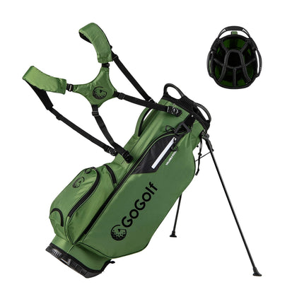 Golfový stand bag, 8dílná přepážka, lehký, zelená