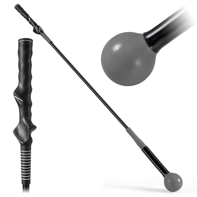 Golf Swing Trainer Aid, 100cm, Weighted Head, Gray