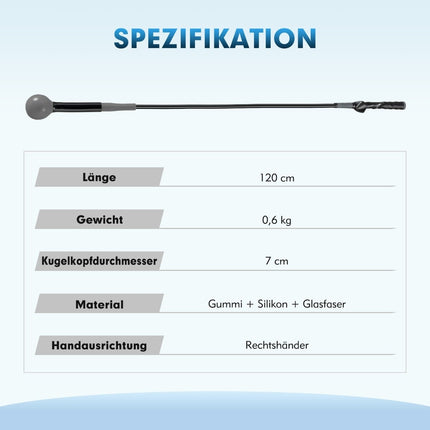 Golfschwungtrainer, 120 cm, gewichteter Kopf, Grau