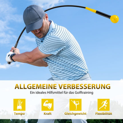 Golf-Schwungtrainer mit gewichtetem Kopf, 120 cm, Gelb