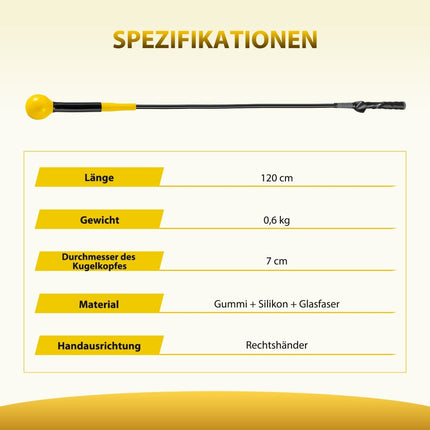 Golf-Schwungtrainer mit gewichtetem Kopf, 120 cm, Gelb