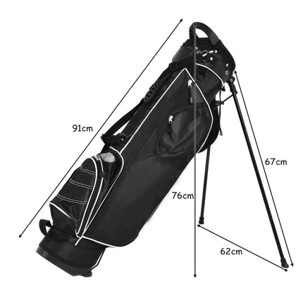 Golfbag 9 Zoll Golfbag Pencil Bag Profi Reisetasche Standbag mit Kopfteil und Tragegurt-Schwarz