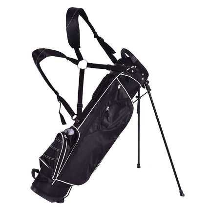 Golfbag 9 Zoll Golfbag Pencil Bag Profi Reisetasche Standbag mit Kopfteil und Tragegurt-Schwarz