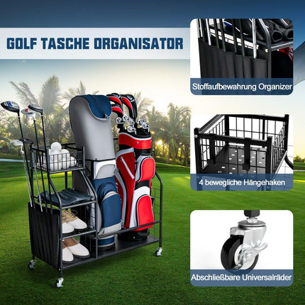 Golfbagständer für den Garagenwagen für Golfausrüstung Golfbagständer mit Schlägerhalter