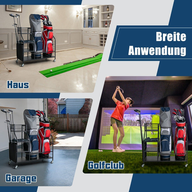 Golf bag stand for the garage cart for golf equipment golf bag rack with club holder