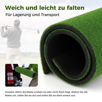 Golf-Abschlagmatte mit 2 Gummi-Tees, 2 Ausrichtungsstäben und 6 Abschlagpositionen, 152 x 117 cm, Dicke 27 mm