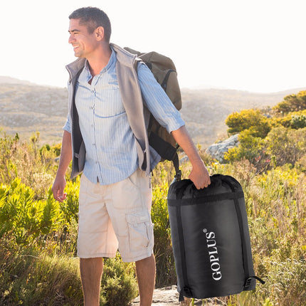 Goplus Doppelschlafsack für 2 Personen XL Deckenschlafsack mit 2 Kissen schwarz 220 x 150 cm