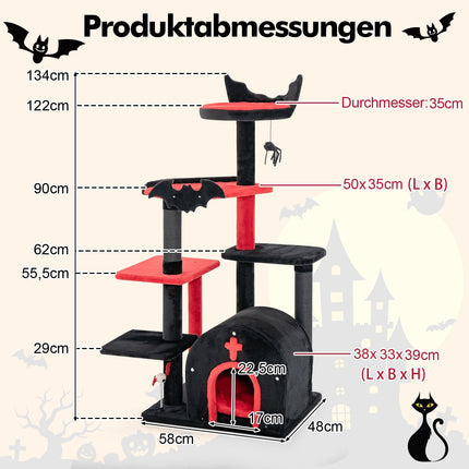 Gotischer Kratzbaum, 134 cm, Liegeflächen & Kratzstämme
