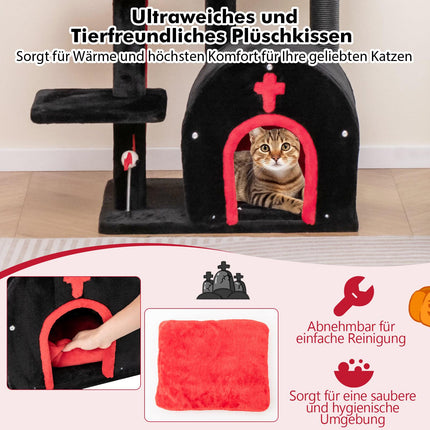 Gotischer Kratzbaum, 134 cm, Liegeflächen & Kratzstämme