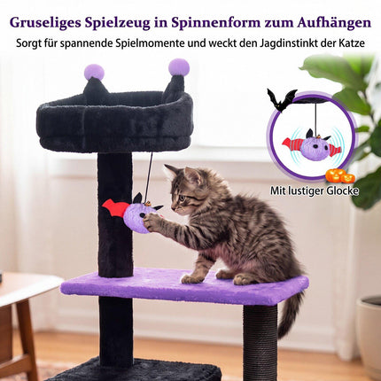 Gothic Cat Tree with Scratching Posts, Bed & Cave, 144 cm