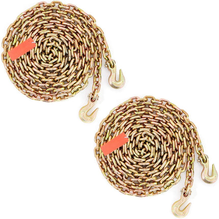 Grade 80 Binder Chain, 3/8 In x 20 Ft, Grab Hooks, 2 Pack
