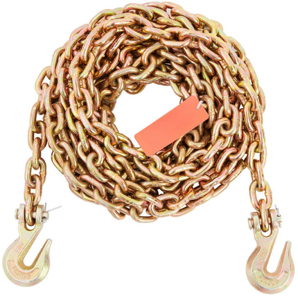 Grade 80 Transport Binder Chain, 5/16 In x 20 Ft, Grab Hooks