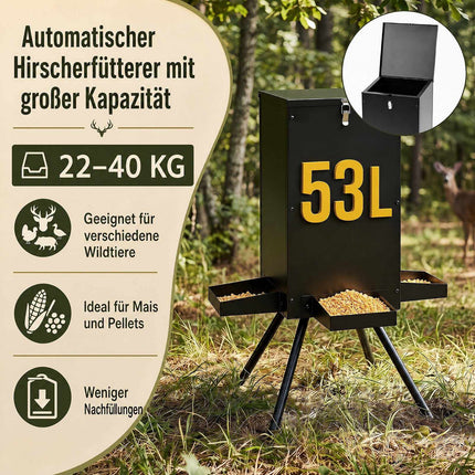 Gravity Deer Feeder, 90LB Capacity, 4 Trays, Galvanized Steel