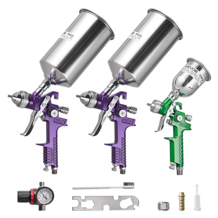 Gravity Feed Paint Spray Gun Kit, 3-Piece, 1.0–1.8mm Nozzles