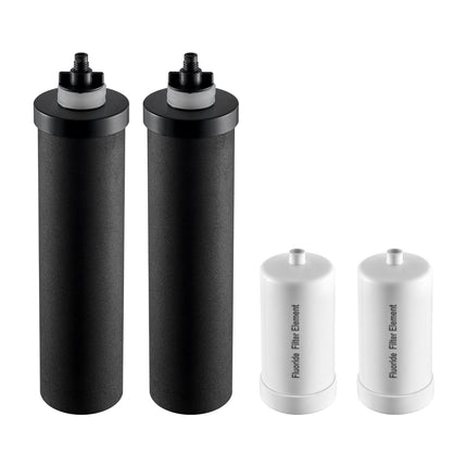 Gravity Water Filter Replacements, 4 Pack, 2 Carbon, 2 Defluorination