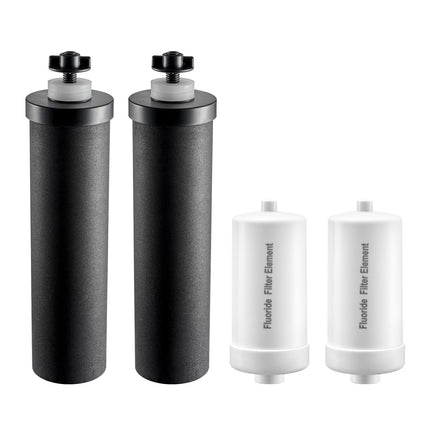 Gravity Water Filter Replacements, 4 Pack, 2 Carbon, 2 Defluorination