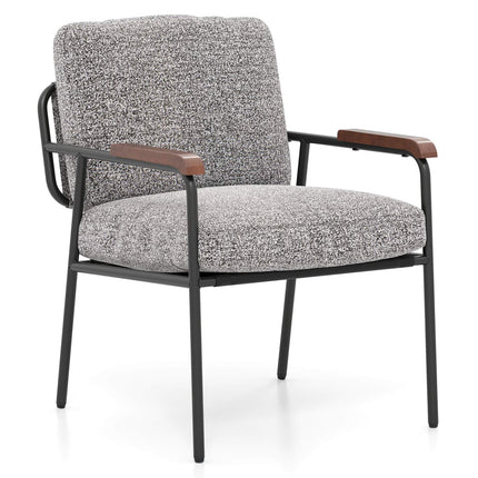 Gray Accent Chair with Cushion, Wide Padded Seat