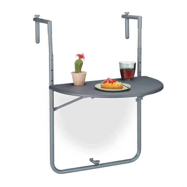 Grauer Balkon-Hängetisch, klappbar