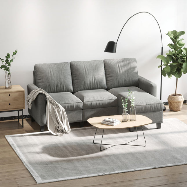 Graues Ecksofa mit Récamiere, Polyesterbezug