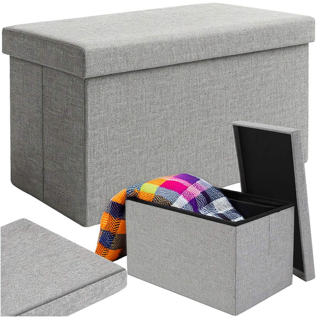 Grauer Stoff-Pouf, 60x30x30 cm