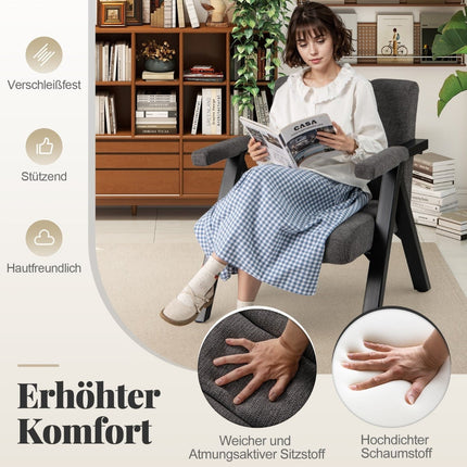 Grauer Loungesessel mit Armlehnen und Metallrahmen