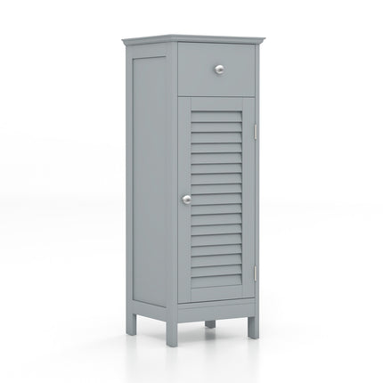 Gray MDF Bathroom Floor Cabinet with Drawer & Shutter Door