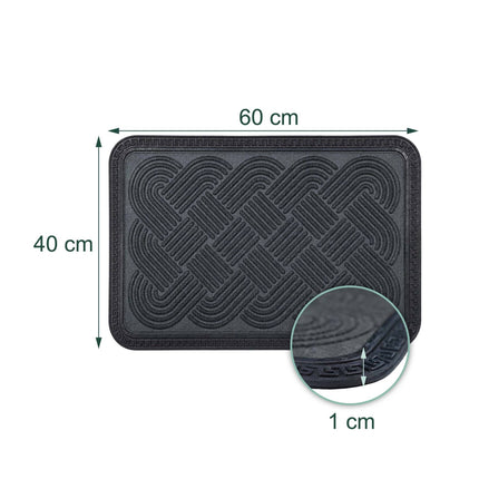 Gray Polypropylene Doormat, 60 x 40 cm, Non-Slip