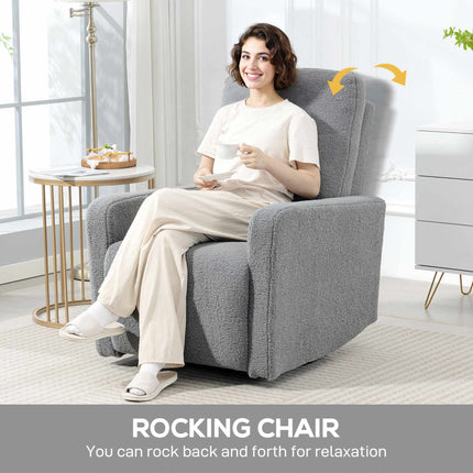 Gray Recliner Chair with Fleece Cover, Adjustable Backrest