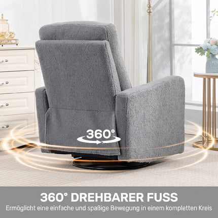Gray Recliner Chair with Fleece Cover, Adjustable Backrest
