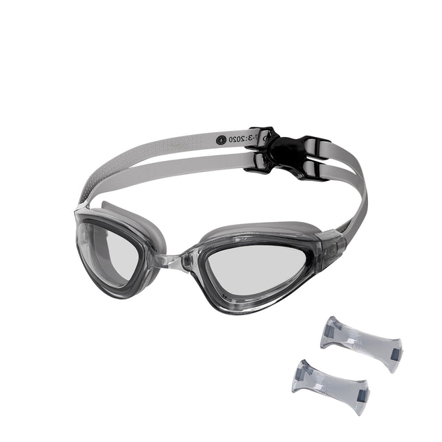 Graue Schwimmbrille, Antibeschlag, UV-Schutz