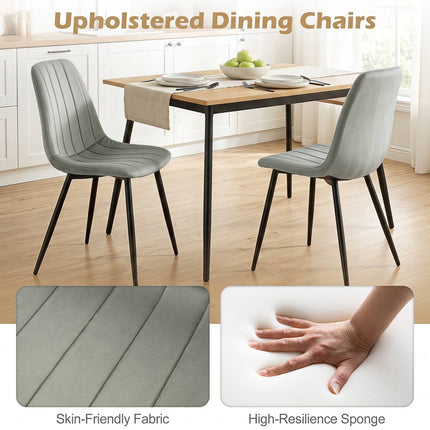 Gray Upholstered Dining Chairs Set of 4 with Metal Legs