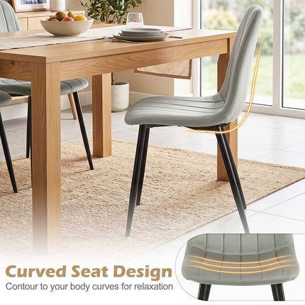 Gray Upholstered Dining Chairs Set of 4 with Metal Legs