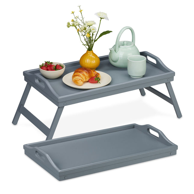 Gray bed tray - set of 2